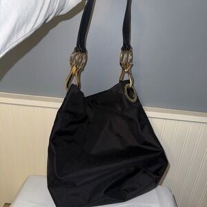 Jean Pierre Klifa JPK Paris 75 Black Nylon Gold Bucket Shoulder Bag Purse